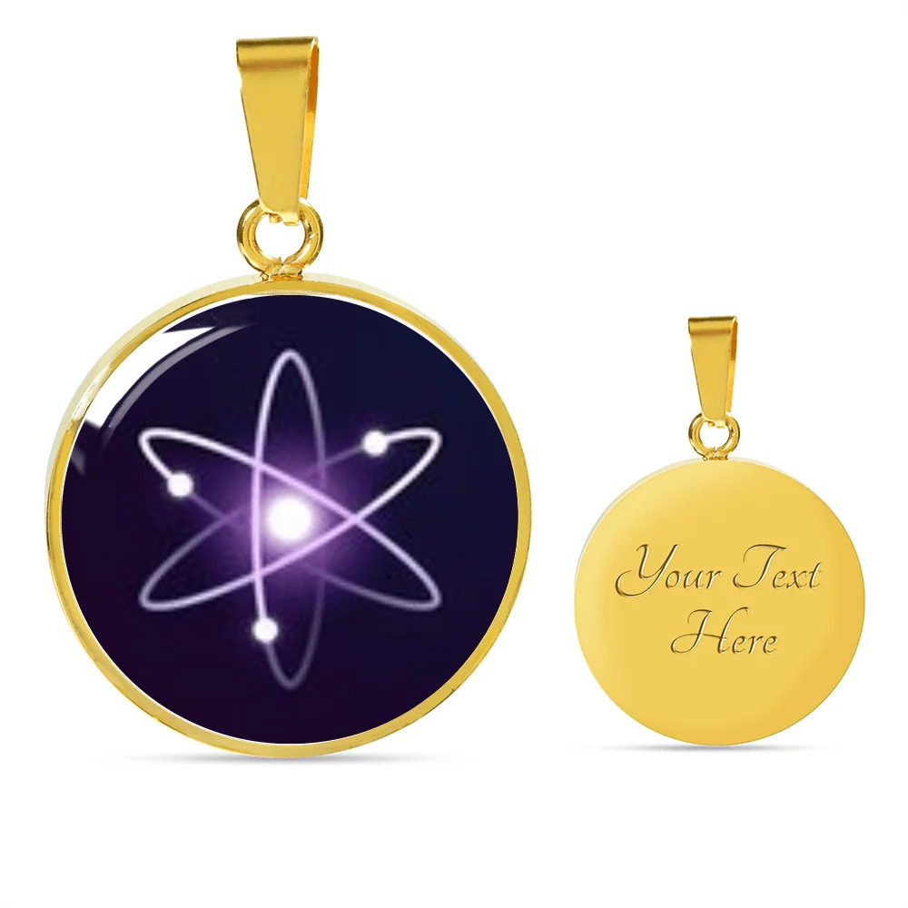 Cosmos (ATOM) Personalized Engraved Gold Circle Necklace Custom Name Date Gift